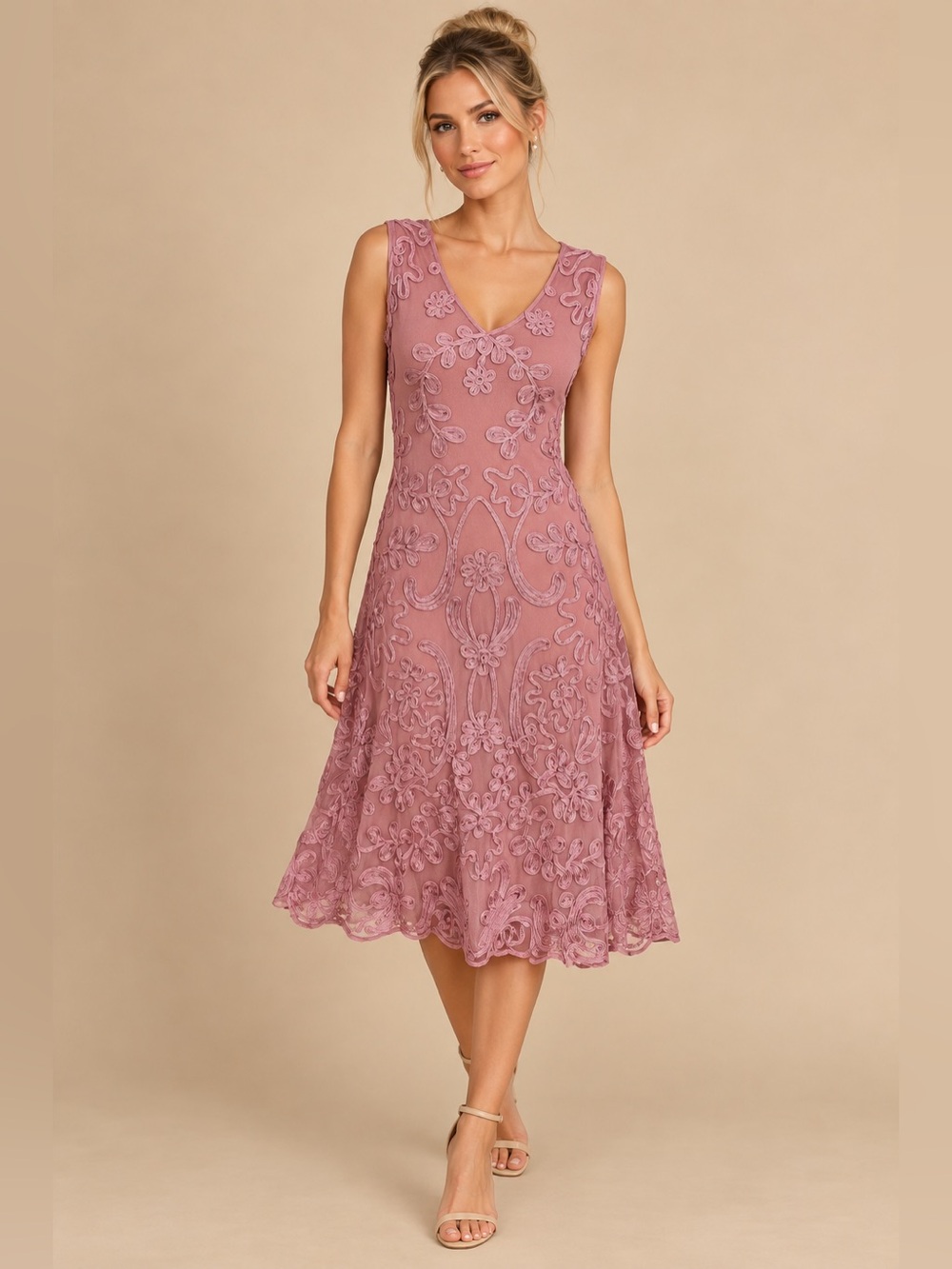 Sundance Embroidered Rose Pink Rhapsody Dress NWT Size XSmall Petites Boho Midi